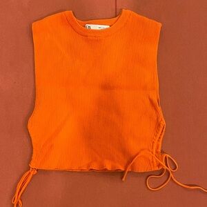 Orange Sleeveless Ribbed Top